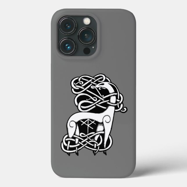 Gray Celtic/Nordic Reh Case-Mate iPhone Hülle (Rückseite)