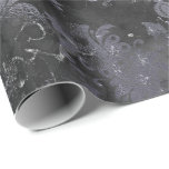 Gray Cement Black Floral Grungby Shabby Geschenkpapier<br><div class="desc">florenceK Design grungy schimmernde schicke Verpackung</div>