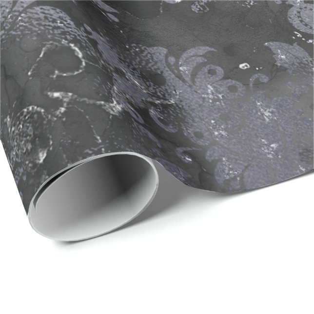 Gray Cement Black Floral Grungby Shabby Geschenkpapier (Rolleneckpunkt)