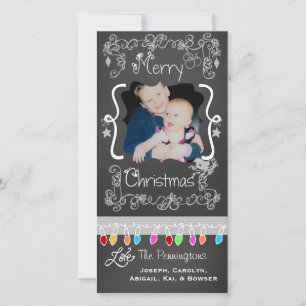 Gray Chalkboard Frohe Weihnachtsfeiertage Fotokart Feiertagskarte