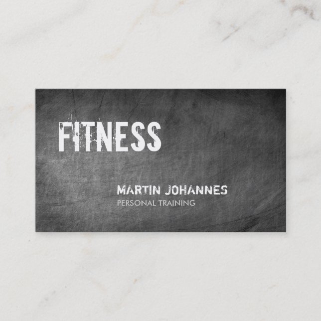 Gray Chalkboard Personal Trainer Business Card Visitenkarte (Vorderseite)