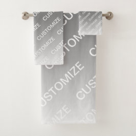 Gray (changeable color) Ombre & Text Pattern Badhandtuch Set