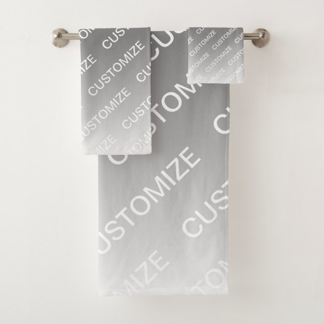 Gray (changeable color) Ombre & Text Pattern Badhandtuch Set (Insitu)