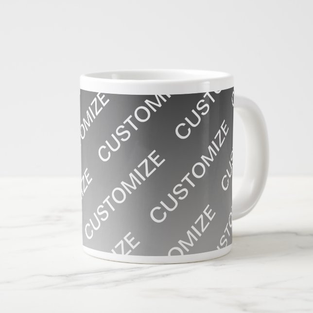 Gray (changeable color) Ombre & Text Pattern Jumbo-Tasse (Vorderseite Rechts)
