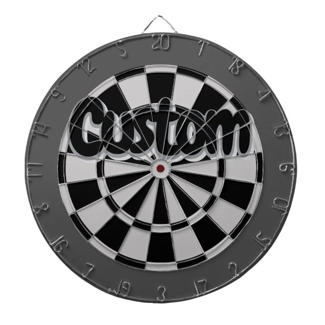 Gray, Charcoal, and Black Customizable Text Dartscheibe (vorne)