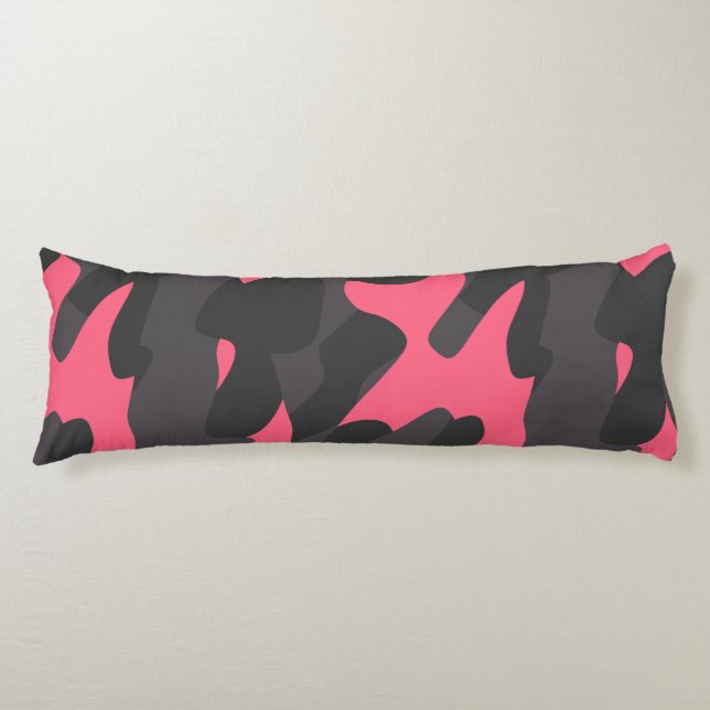 Gray, Charcoal and pink camo Seitenschläferkissen (Vorderseite)