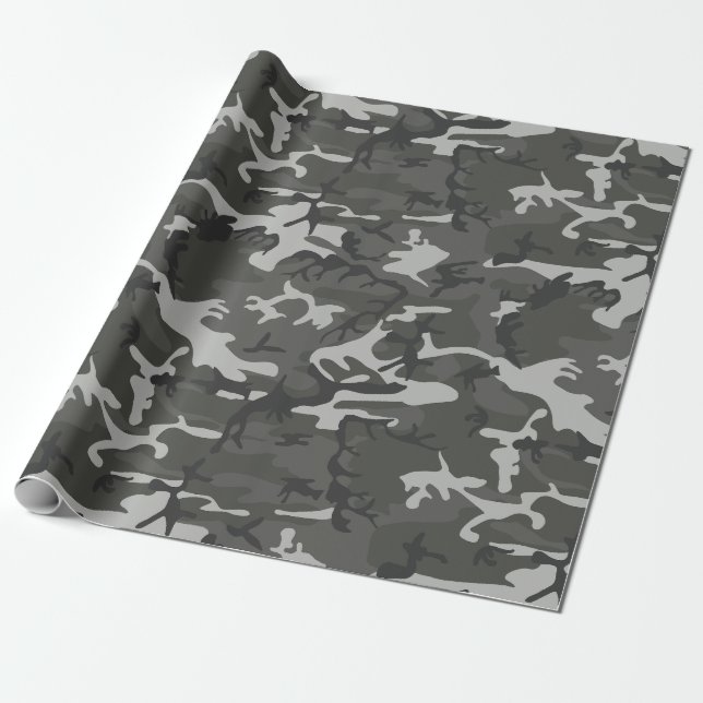Gray Charcoal Camouflage Camouflage Geschenkpapier (Ungerollt)