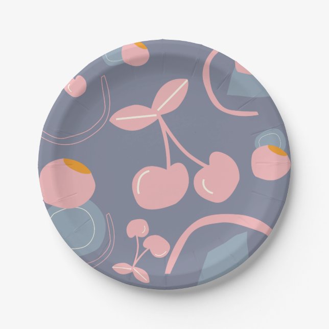 GRAY CHERRY PATTERN PAPPTELLER (Vorderseite)