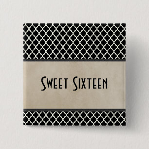 Gray Chic Quatrefolie Sweet 16 Button