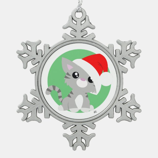 Gray Christmas Kitty Ornament (Vorderseite)