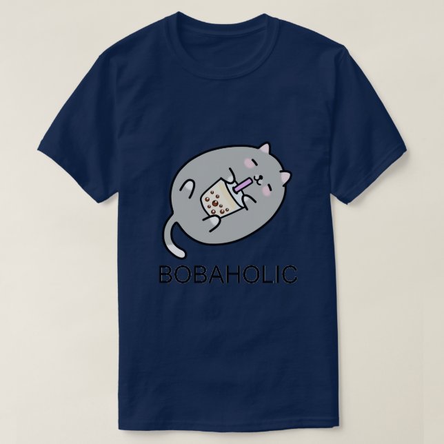 Gray Chubby Boba Cat benötigt mehr Boba 1 T-Shirt (Design vorne)