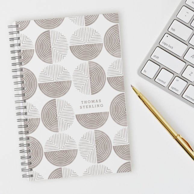 Gray Circle Geometric Muster Spiral Notebook Notizbuch (Von Creator hochgeladen)