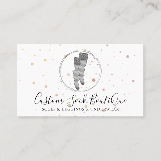 Gray Circle Polka Dots Couple Sock Visitenkarte (Vorderseite)