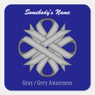 Gray Clover Ribbon von Kenneth Yoncich Quadratischer Aufkleber