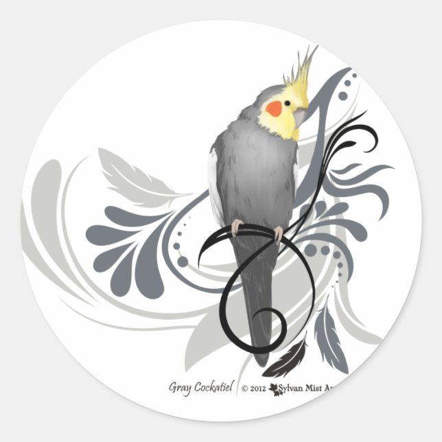 Gray Cockatiel Runder Aufkleber (Vorderseite)