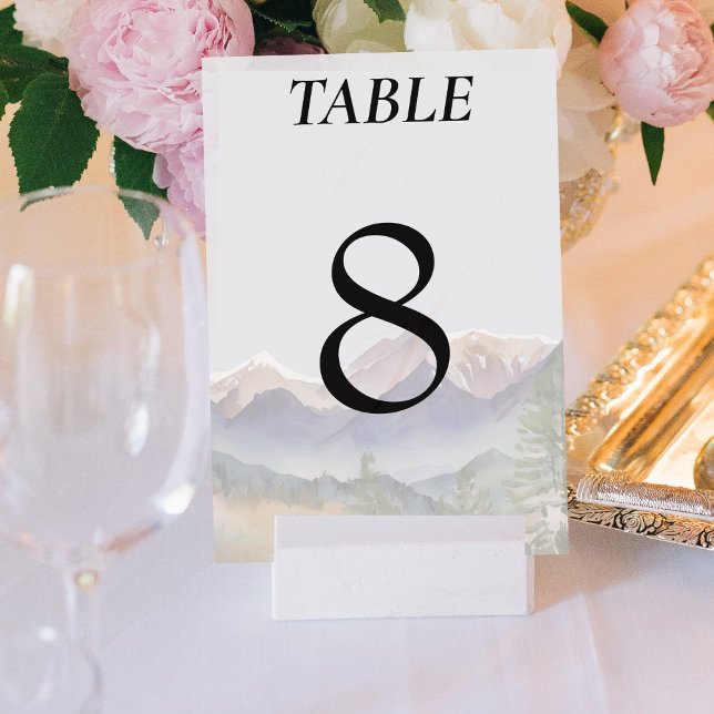 Gray Colorado Mountain Hochzeitsempfang Tischnummer (Grey Colorado Mountain Wedding Reception Table Number)