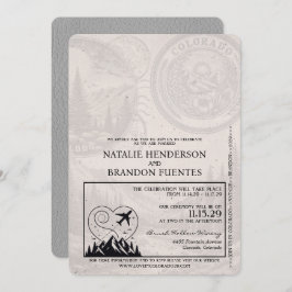 Gray Colorado Passport Wedding Einladung