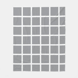Gray colored square pattern and white borders fleecedecke