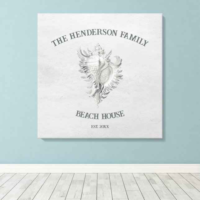 Gray Conch Muschel Canvas Print Leinwanddruck (Insitu (Holzboden))