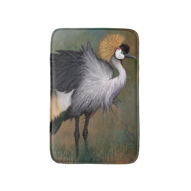 Gray Crowned Crane Bath Mat Badematte (Vorderseite Vertikal)