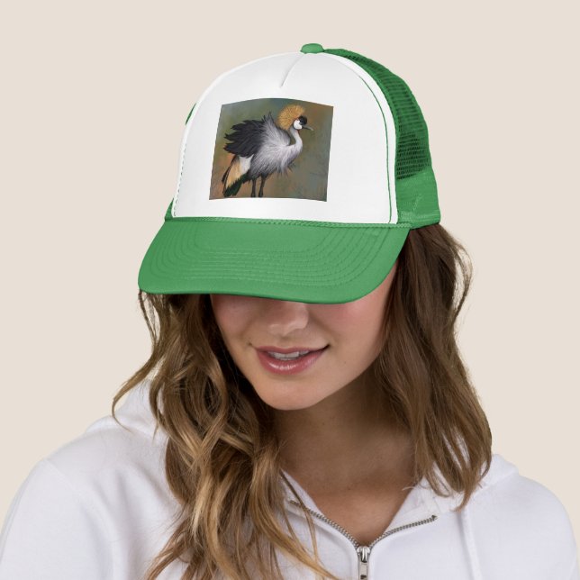 Gray Crowned Crane Bird Trucker Hat Truckerkappe (Beispiel)