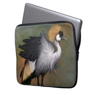 Gray Crowny Crane Bird Laptop Sleeve