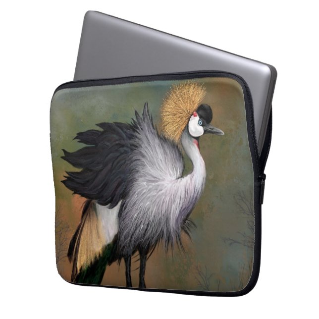 Gray Crowny Crane Bird Laptop Sleeve (Vorderseite Links)