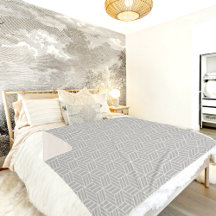 Gray Cube Line Pattern Sherpa Blanket