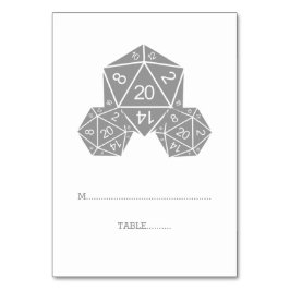 Gray D20 Dice-Platzkarte Tischnummer