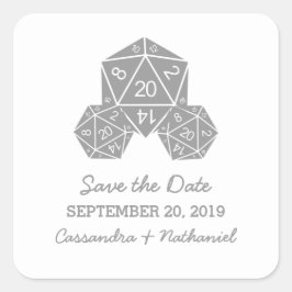 Gray D20 Dice Save the Date Stickers