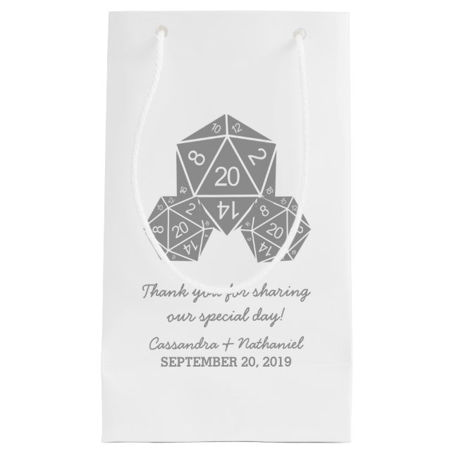 Gray D20 Dice Wedding Gift Bag Kleine Geschenktüte (Vorderseite)