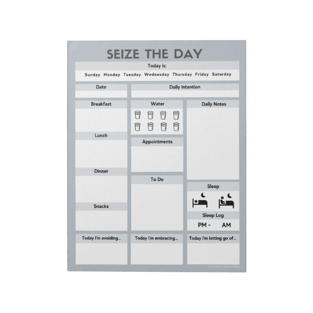 Gray Daily Planner | ADHD Productivity Planner Notizblock (Rotiert)
