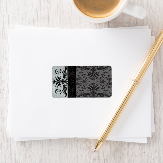 Gray Damask Address Labels - Adressaufkleber (Insitu)