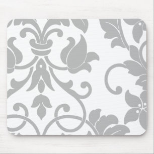 Gray Damask auf White Mousepad