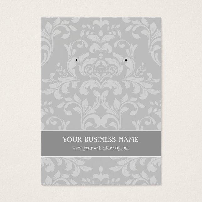 Gray Damask Benutzerdefinierte Earring Card (Vorderseite)