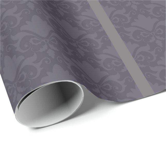 Gray Damask Bows Geschenkpapier (Rolleneckpunkt)