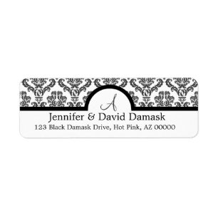 Gray Damask Monogram Labels