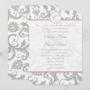 Gray Damask Sweet Lilac Hochzeitseinladungen Einladung