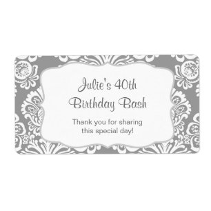 Gray Damask Water Flasche Gefallen - passen Sie si