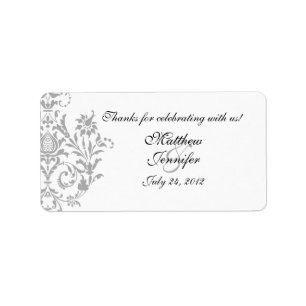 Gray Damask Wedding Favor Labels / Stickers Adressaufkleber