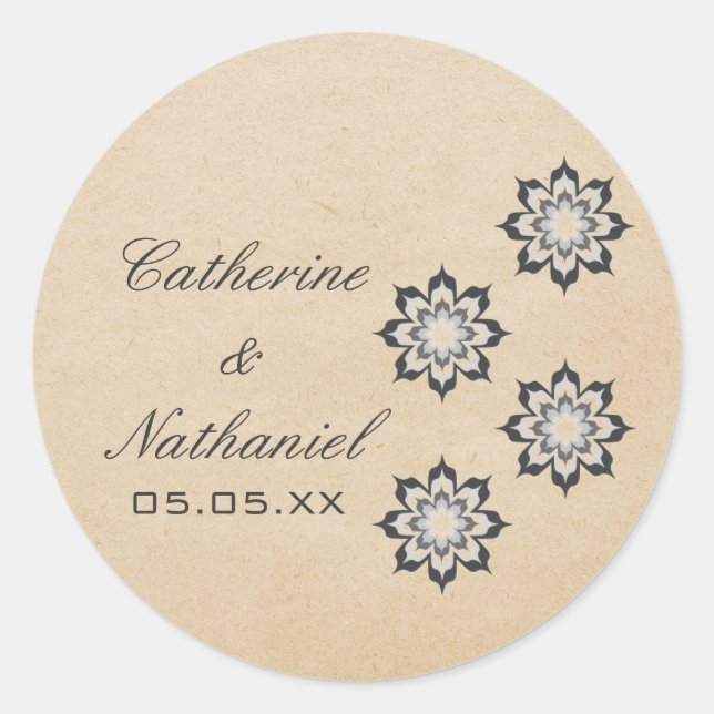 Gray Daring Floral Blooms Wedding Stickers (Vorderseite)