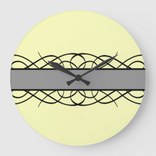 Gray Deco Flourish Große Wanduhr