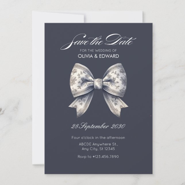 Gray-Dekorbogen-Hochzeit Save The Date (Vorderseite)
