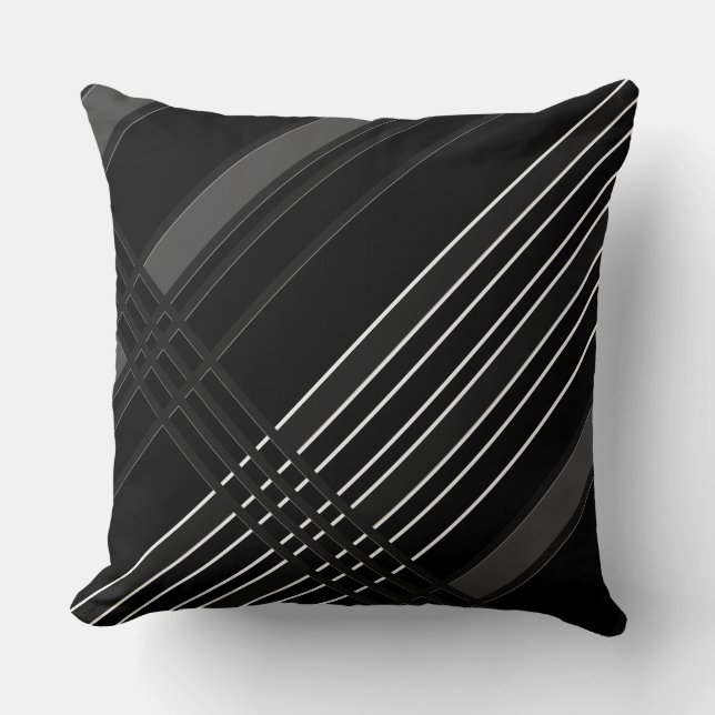 Gray Diagonal Stripes Kissen (Vorderseite)