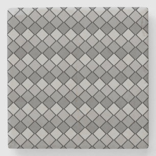 Gray Diamond Checked Square Untersetzer