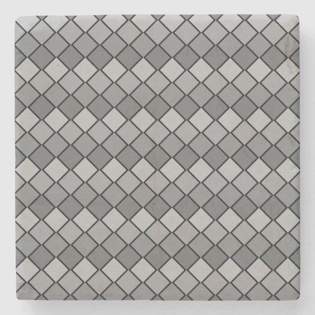 Gray Diamond Checked Square Untersetzer (Vorderseite)