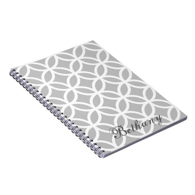 Gray Diamond Pattern Personalized Notebook Notizblock (Rechte Seite)