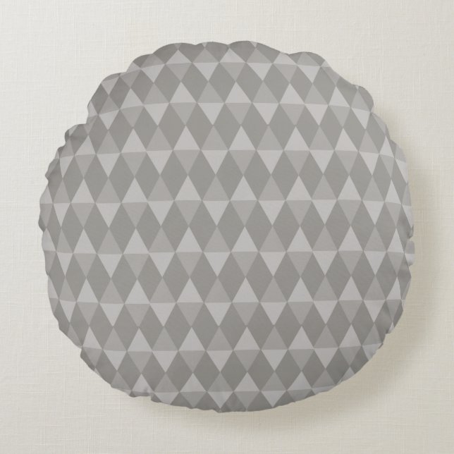 Gray Diamond Pattern Rundes Kissen (Vorderseite)