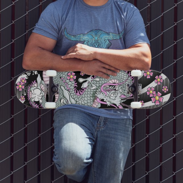 Gray Dragon Tattoo Art Skateboard (Außenbereich 3)