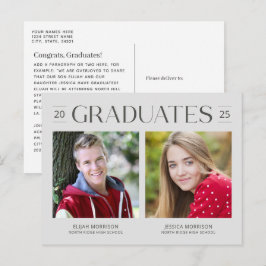 Gray Dual Graduation Two Neutral Grad Fotos Postkarte